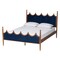 Baxton Studio Calgary Retro-Modern Royal Blue Velvet Fabric and Walnut Brown Wood Queen Size Platform Bed 245-13442-ZORO - alternate 1